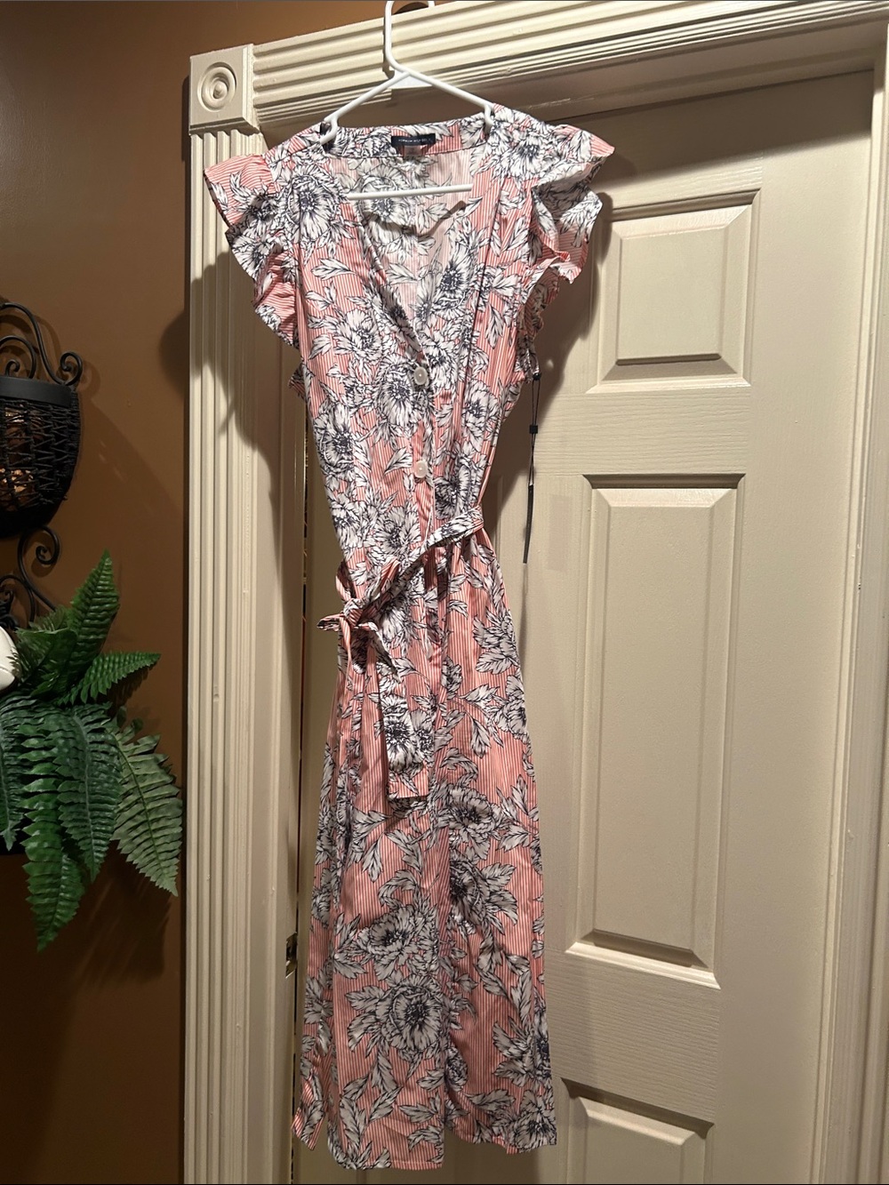 Tommy Hilfiger Pink Floral Midi Wrap Dress